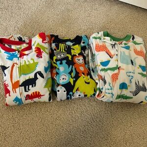 Lot of 3 pair of Carter’s Fleece Onesie Pajamas